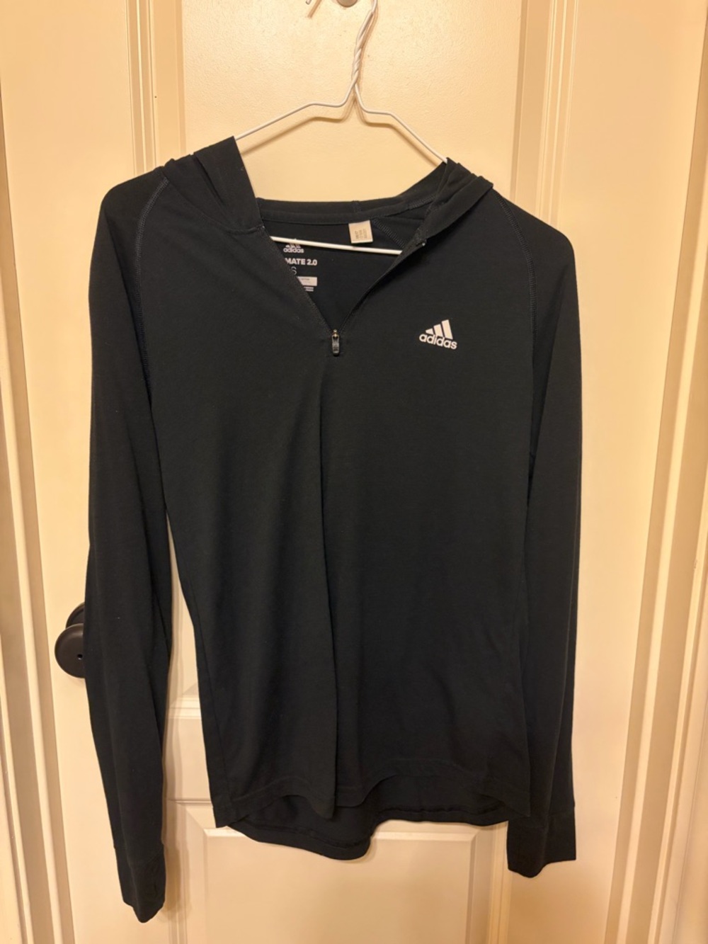 adidas Black Hooded Quarter-Zip Performance Top